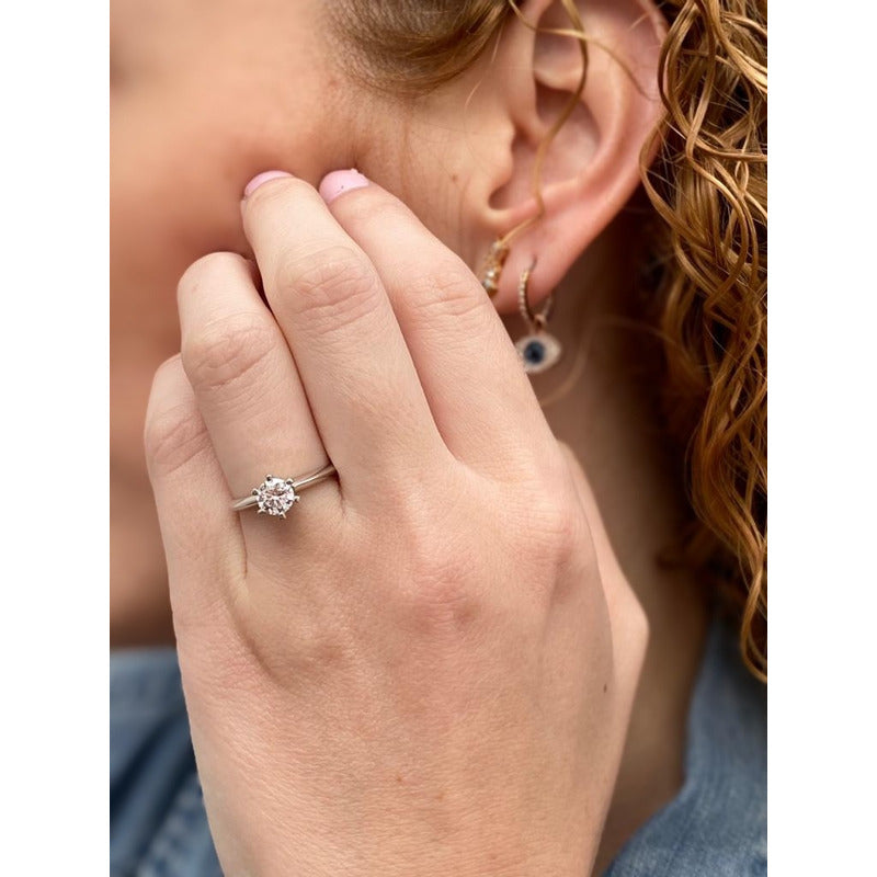 Anillo De Compromiso Oro 14k Moissanita 0.50ct Certificado