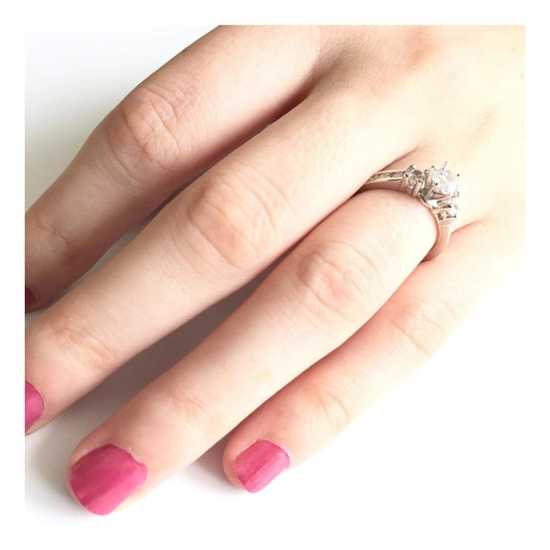 Anillo Compromiso Oro 10k Brillantes Swarovski