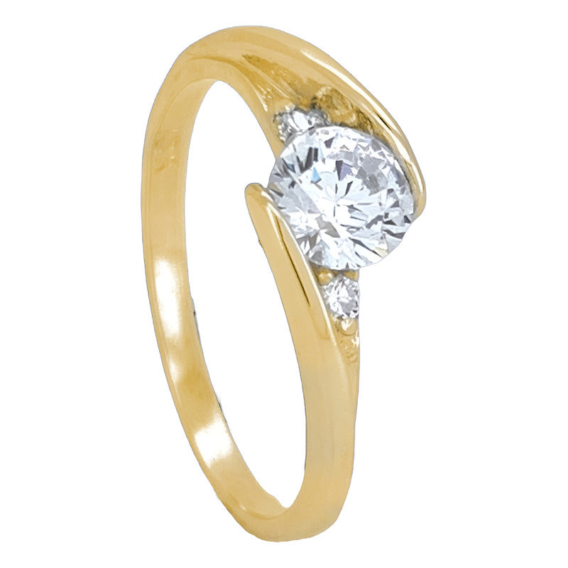 Anillo Compromiso Oro 10k Con Zirconia Premium Trinity