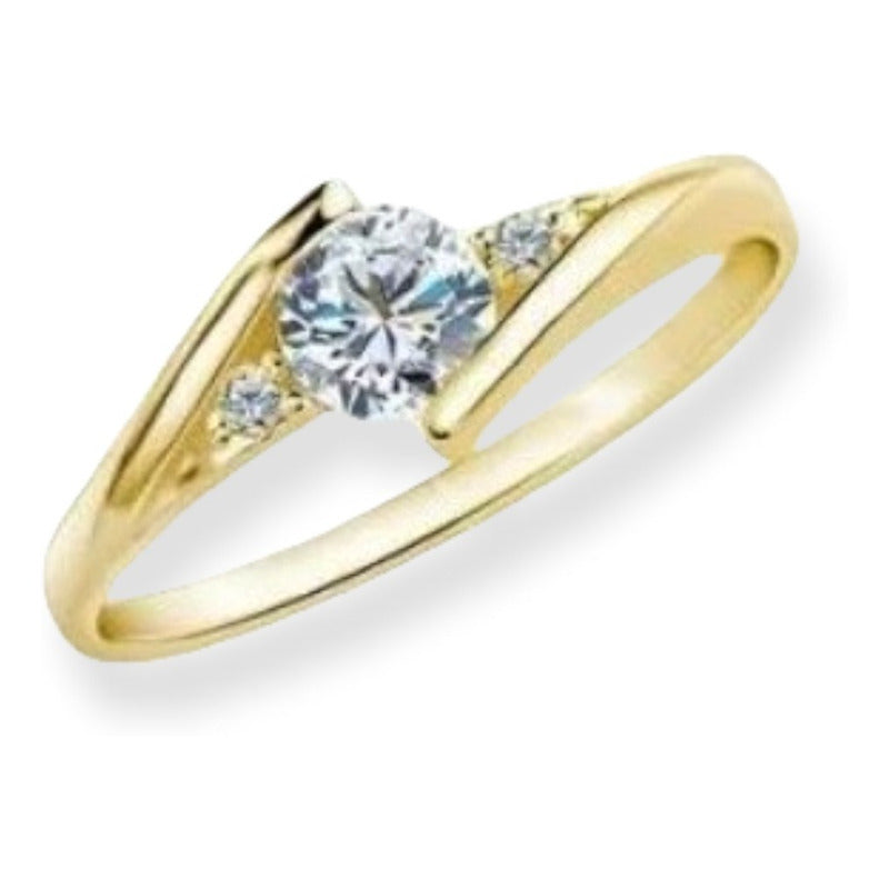 Anillo Compromiso Oro 10k Con Zafiro Y Diamantes T-rty