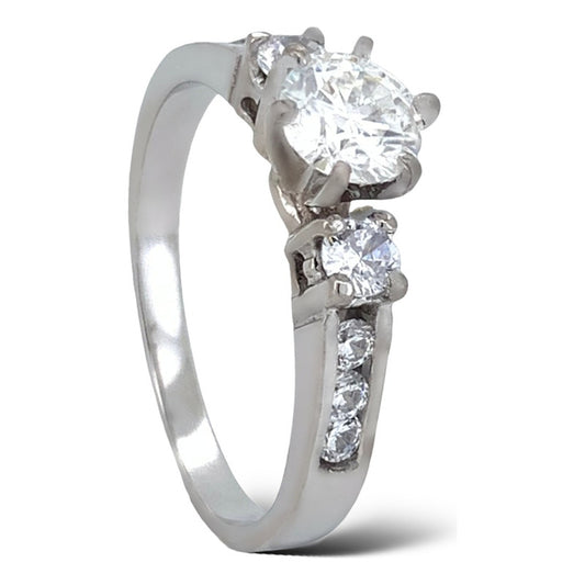 Anillo Compromiso Oro 14k Con Zirconias Corte Diamante Ex