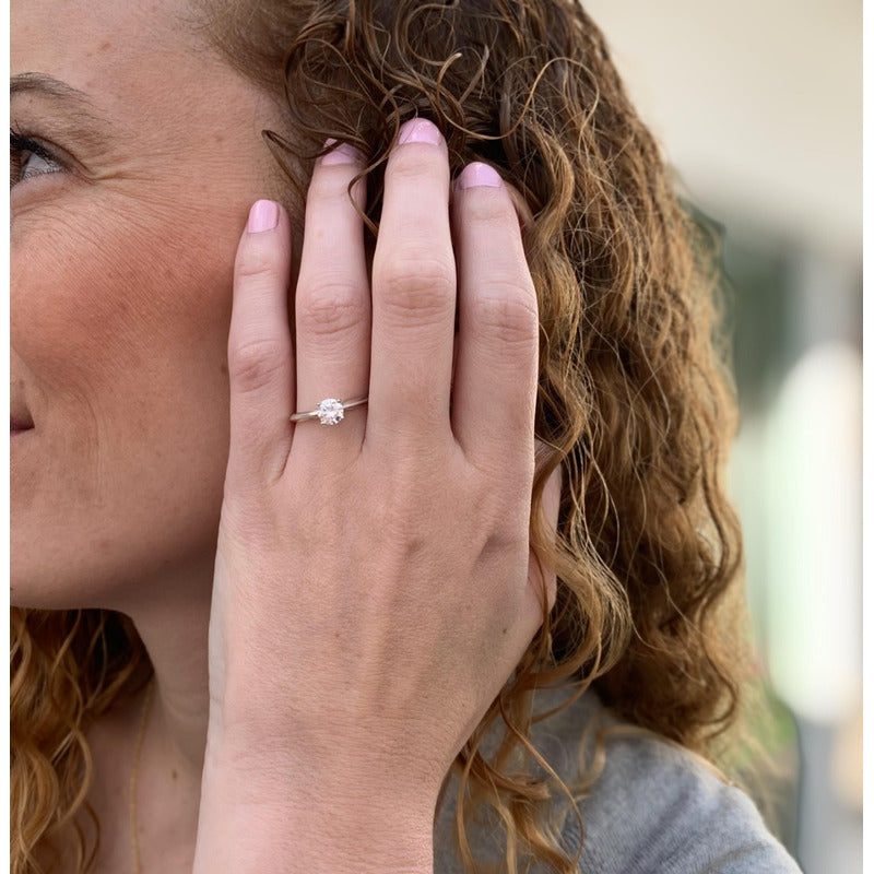 Anillo Compromiso Oro 10k Con Moissanita Certificado Dama