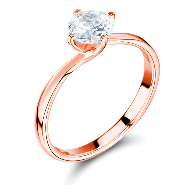Anillo De Compromiso Oro Rosa 10k Moissanita 0.50ct Twist.
