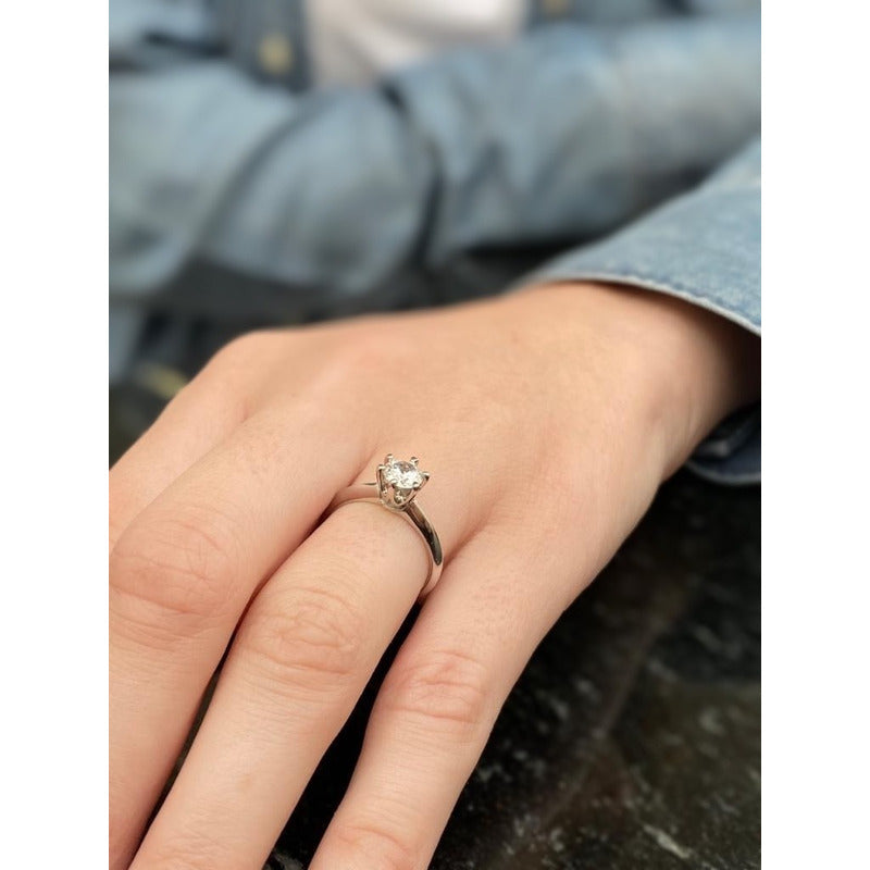 Anillo Compromiso Plata Y Baño De Oro14k Swarovski Varios