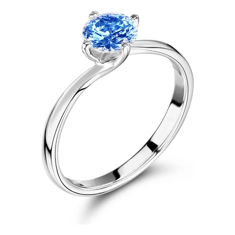 Anillo Compromiso O Promesa Plata .925 Con Zafiro Twist