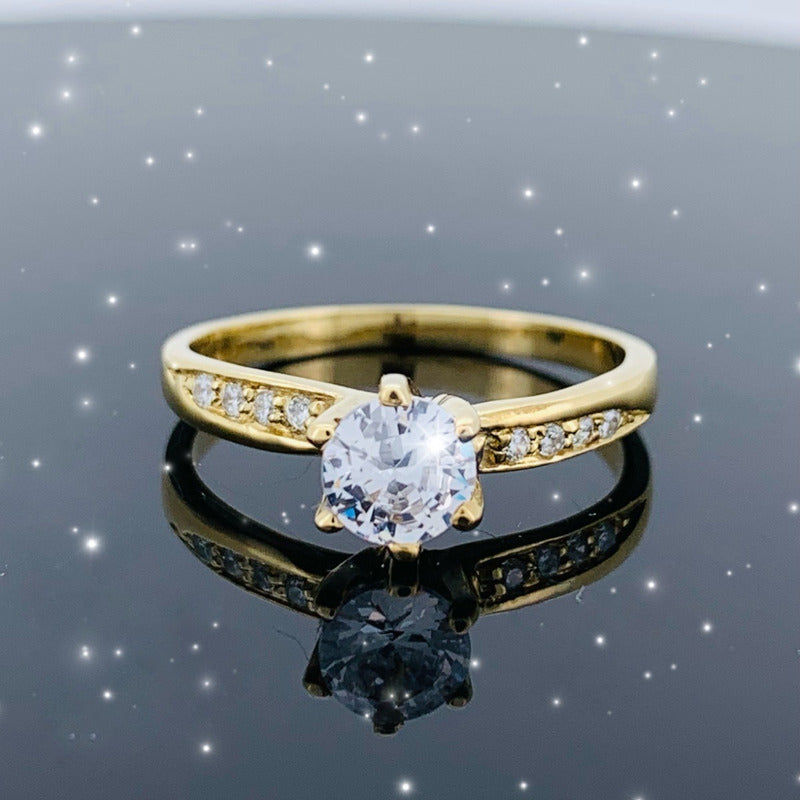 Anillo Compromiso Oro Amarillo 14k Zirconias Fenix Video