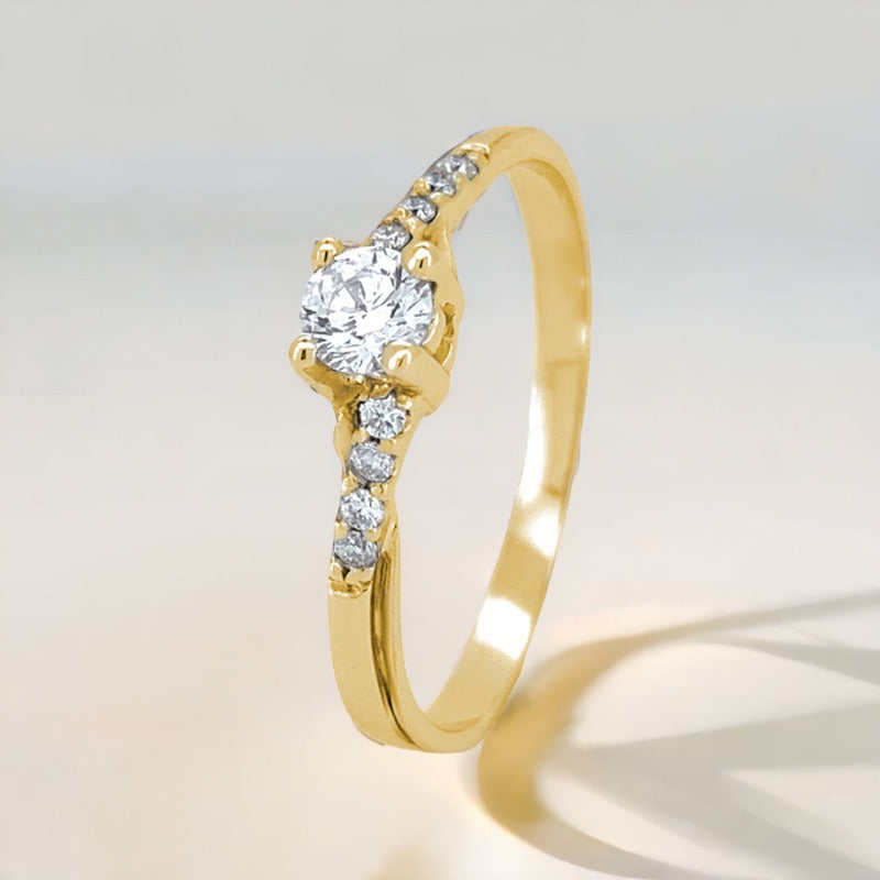 Anillo Compromiso Oro 10k Brillante Ruso Modelo Barcelona