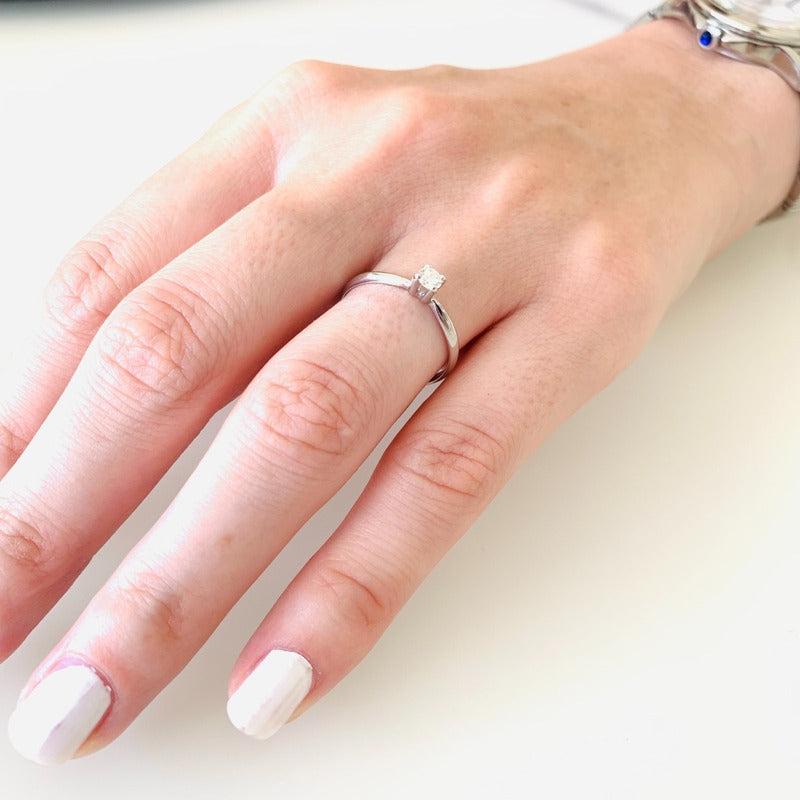 Anillo De Compromiso Oro 14k Diamante Natural .12ct