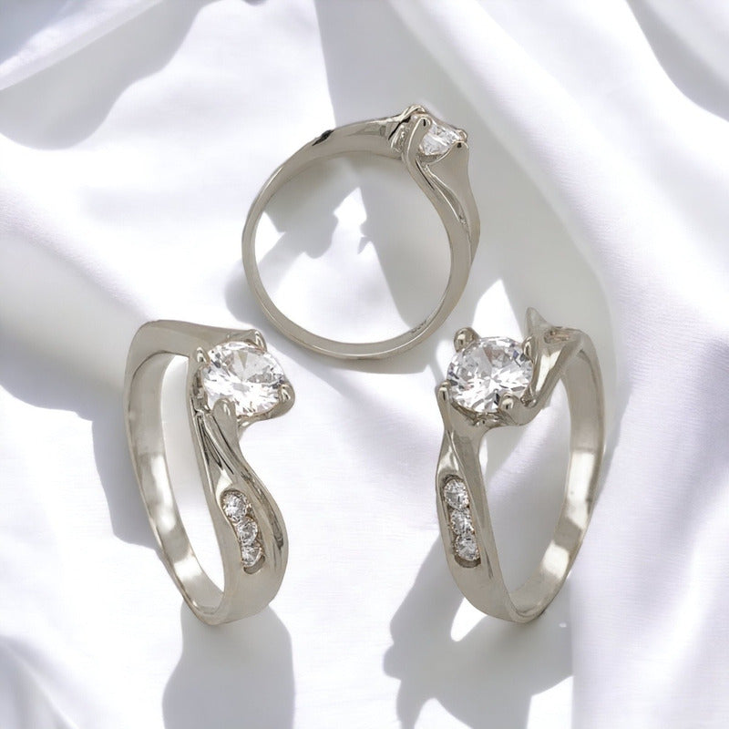 Anillo Compromiso Oro Rosa 14k Aria Brillante Ruso