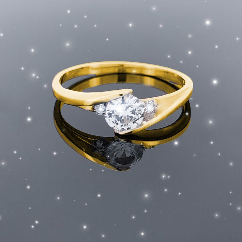 Anillo Compromiso Oro 10k Con Moissanitas 0.55ct Certificado