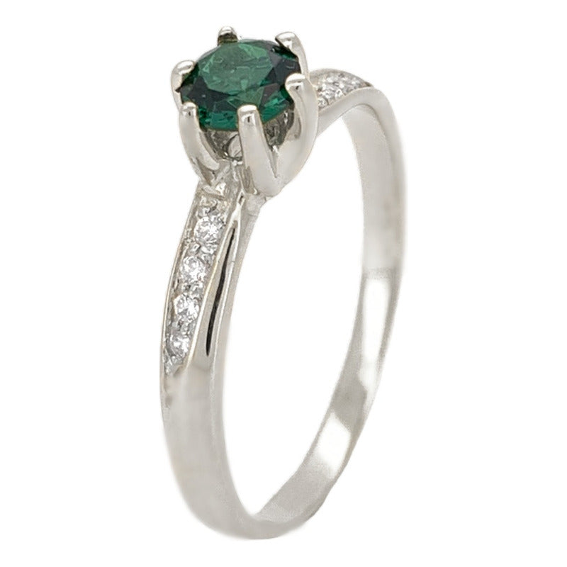 Anillo Compromiso Oro 18k Con Esmeralda Modelo Fénix Dama