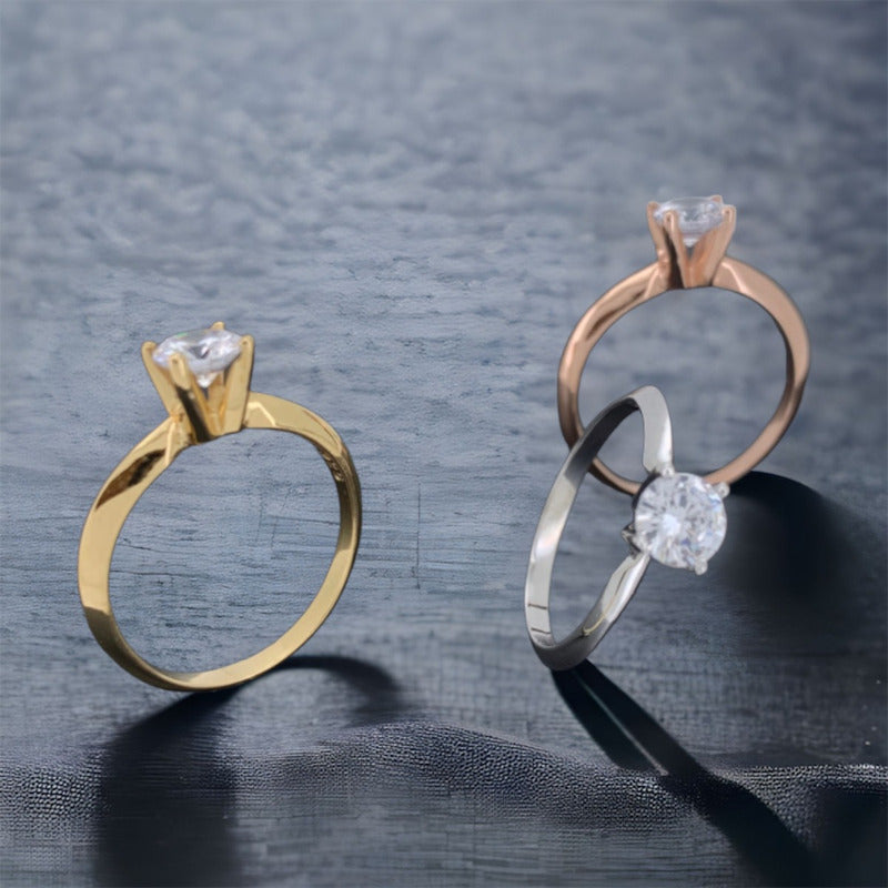 Anillo De Compromiso Oro Amarillo 10k Con Brillante Love