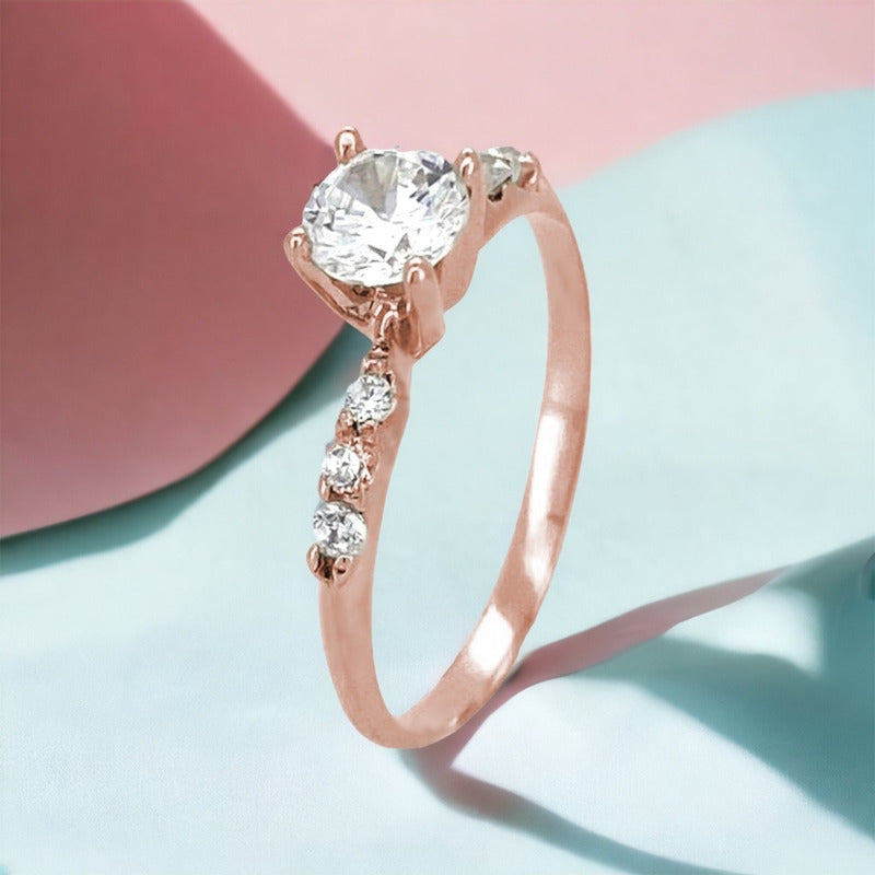 Anillos Compromiso Oro 14k Con Brillante Ruso Taylor