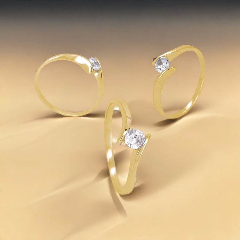 Anillos De Promesa Oro Blanco 10k Brillante Ruso.