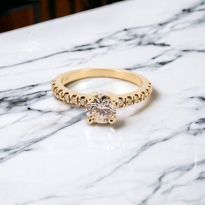 Anillo De Compromiso Oro 14k Moissanitas 1.28ct Arz