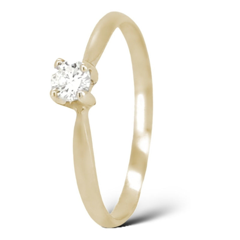 Anillo De Compromiso Oro 18k Diamante Natural .12ct