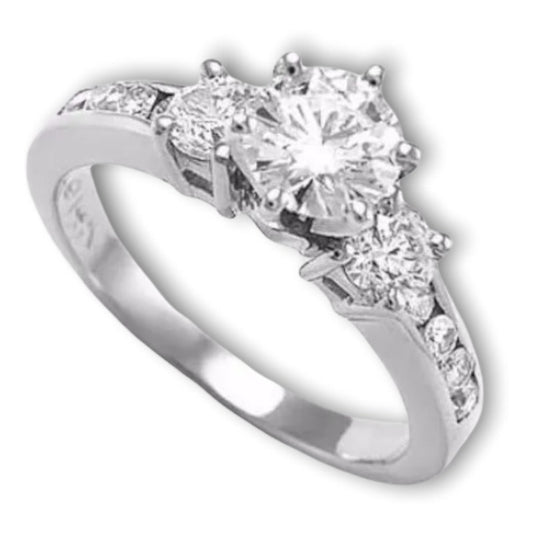 Anillo Compromiso Oro 14k Diamante .94ct Totales Gh Vs