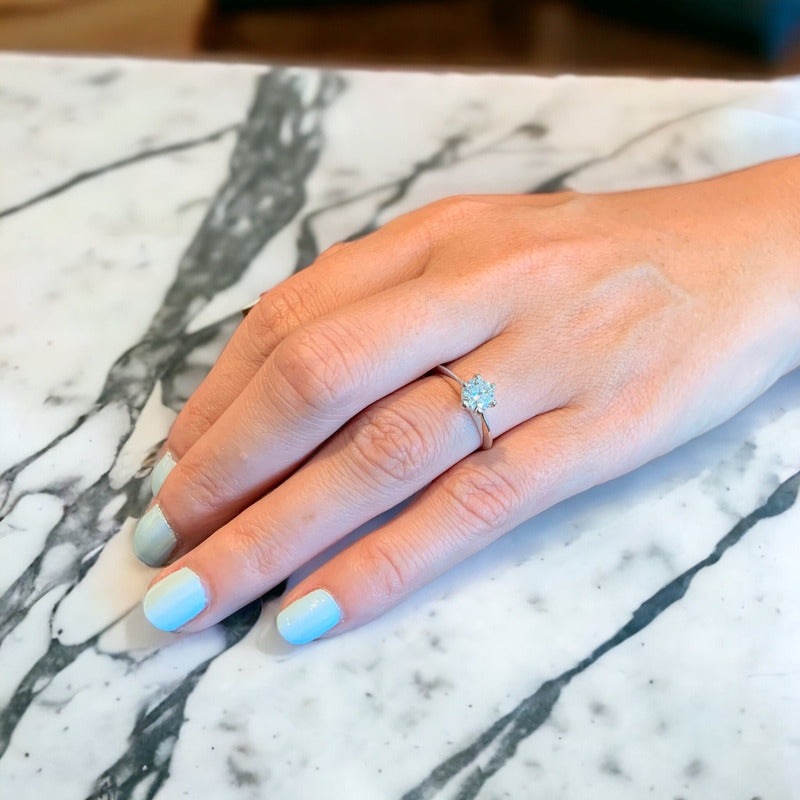 Anillo De Compromiso Oro 14k Moissanita 0.50ct Certificado