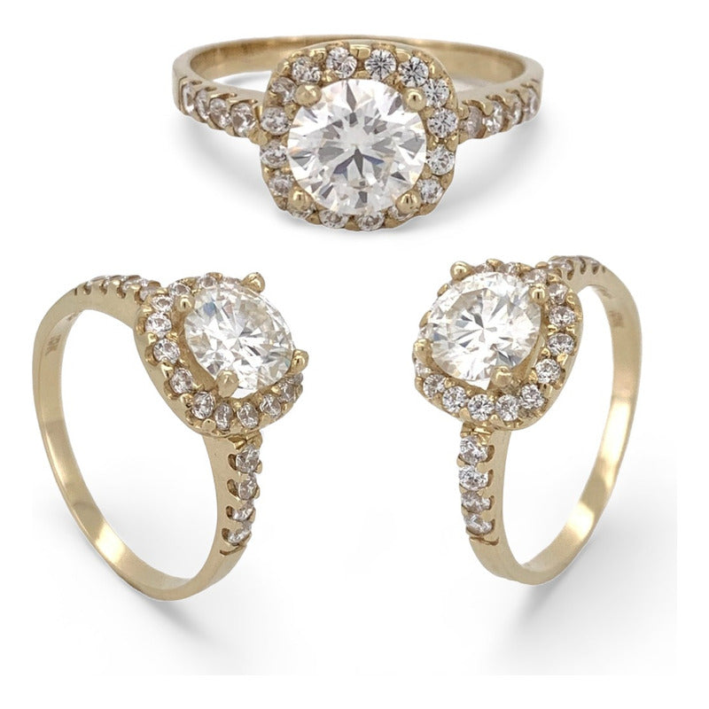 Anillo De Compromiso Oro 10k Moissanita 1.00ct Halo Vermij
