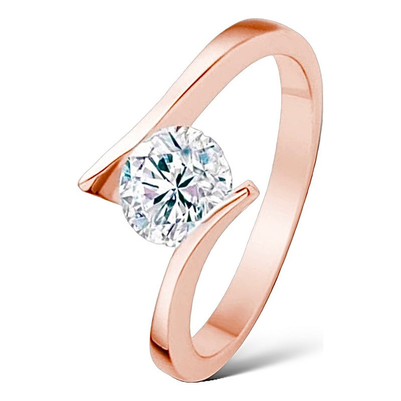 Anillo Compromiso Oro 10k Brillante Ruso.