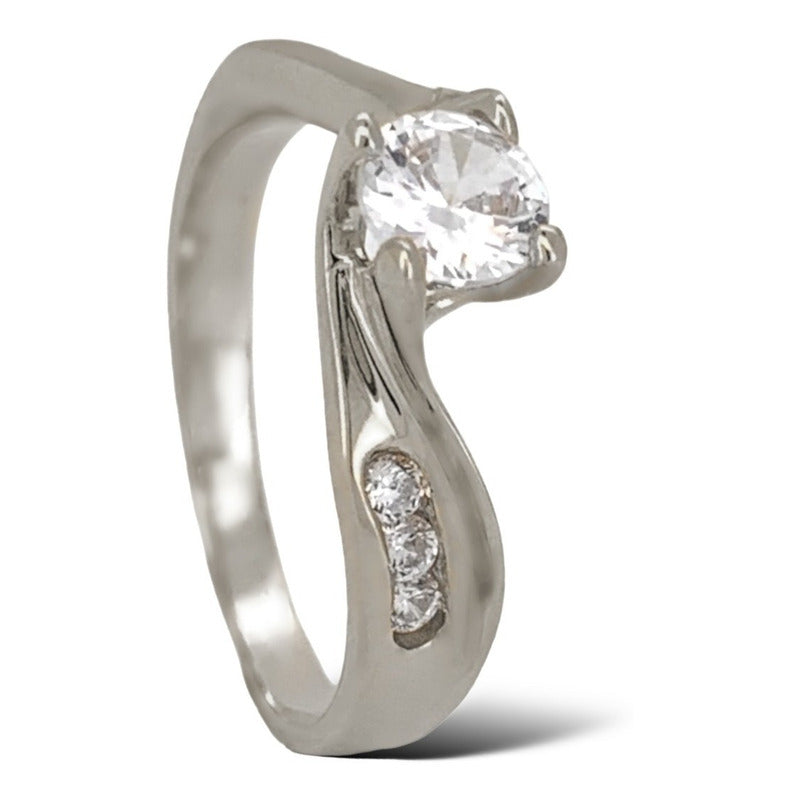 Anillo Compromiso Oro Blanco 14k Aria Brillante Ruso