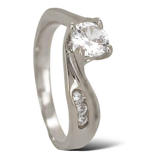 Anillo Compromiso Oro Blanco 14k Aria Brillante Ruso