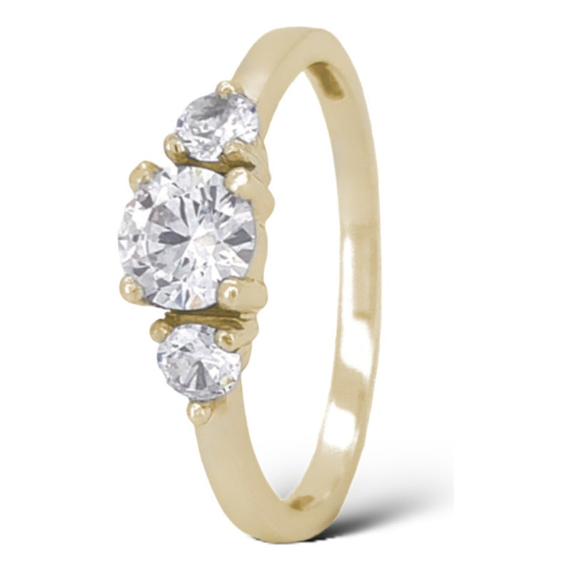 Anillo Compromiso Oro Amarillo 14k Brillante Ruso Jazz