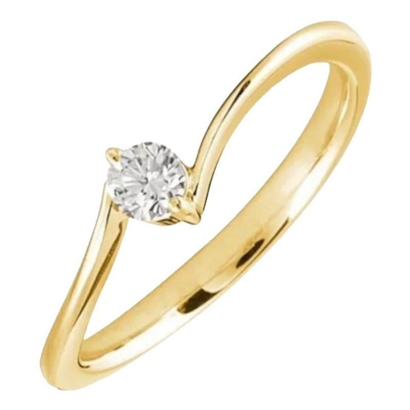 Anillo Oro 10k Compromis O Promesa Diamante 0.12ct Slim