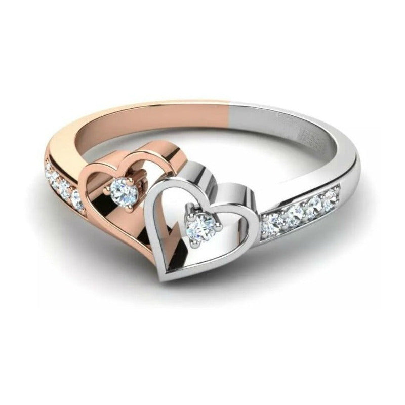 Anillo Compromiso Oro 10k  Corazón Con Cz Corte Diamante