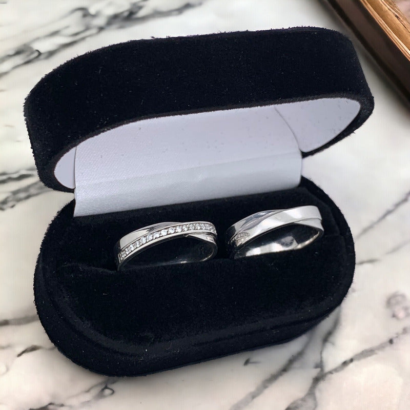 Par De Anillos De Matrimonio Plata Con Baño De Oro Modelo X