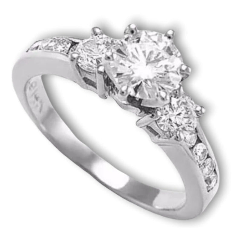 Anillo Compromiso Plata Baño De Oro Y Rubí
