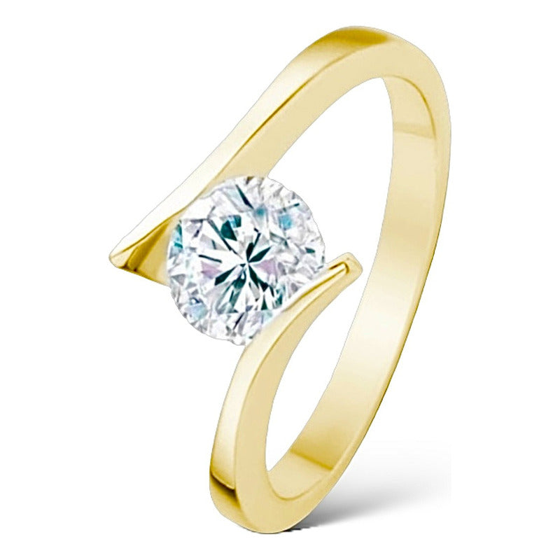 Anillo Compromiso Oro 10k Brillante Ruso.