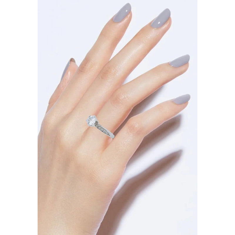 Anillo Compromiso Oro Blanco 14k Con Zafiro Corindón Fénix