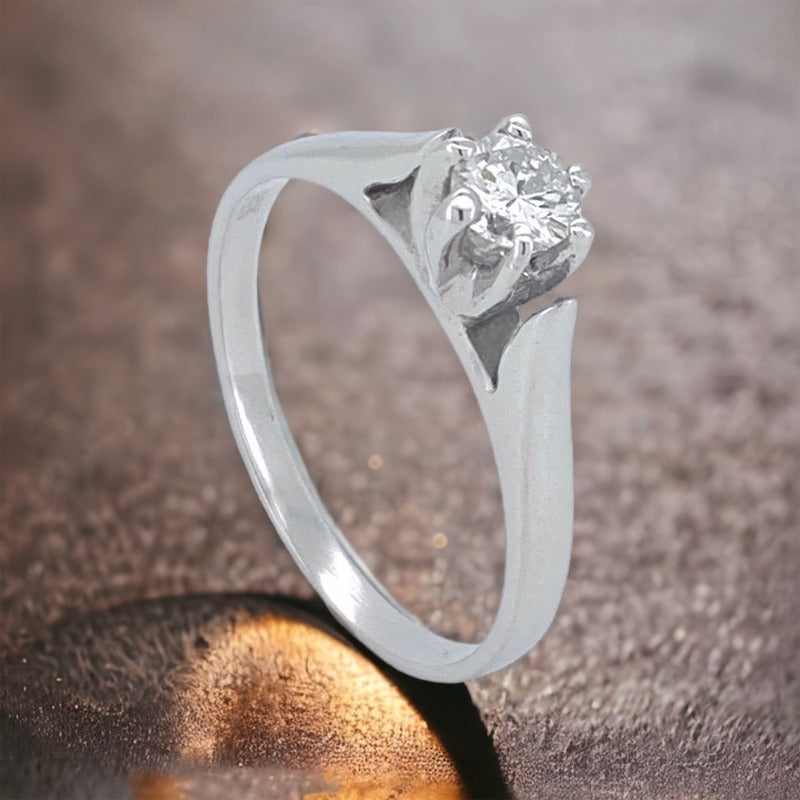 Anillos Compromiso 18k Y Diamante Natural 0.25ct Certificado