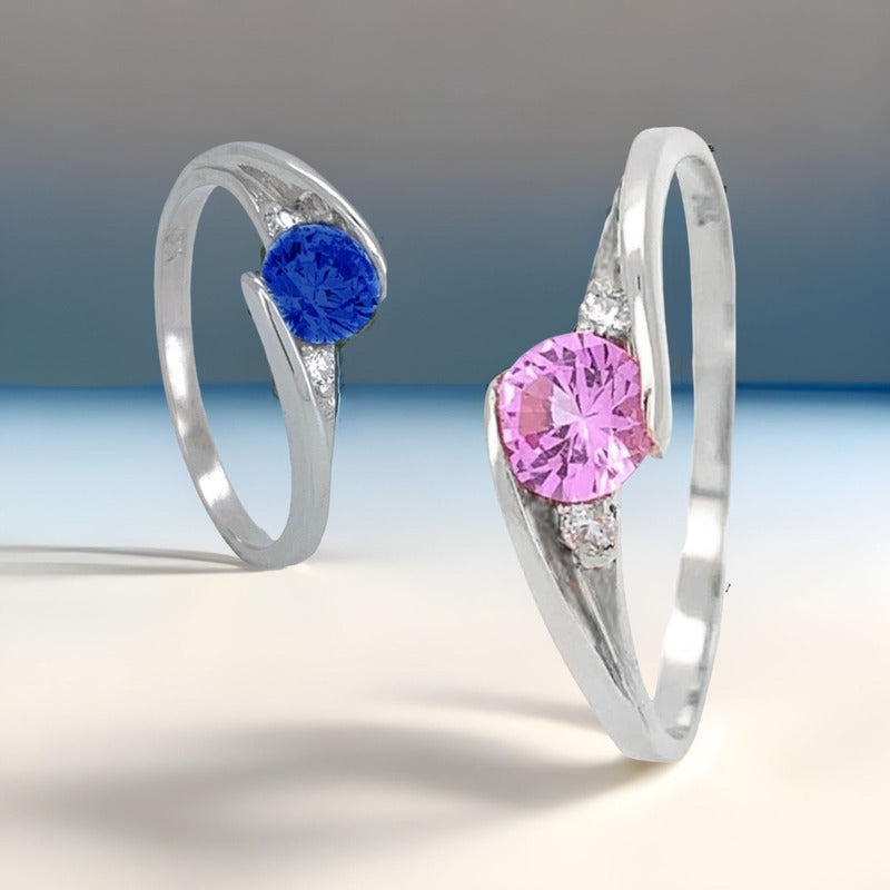 Anillo Compromiso Oro 10k Con Zafiro Y Diamantes T-rty