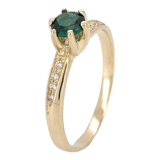 Anillo Compromiso Oro 14k Con Esmeralda Modelo Fénix Dama