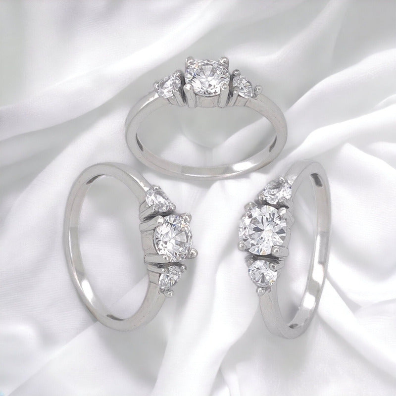 Anillo Compromiso Oro Blanco 10k Brillante Ruso Jazz