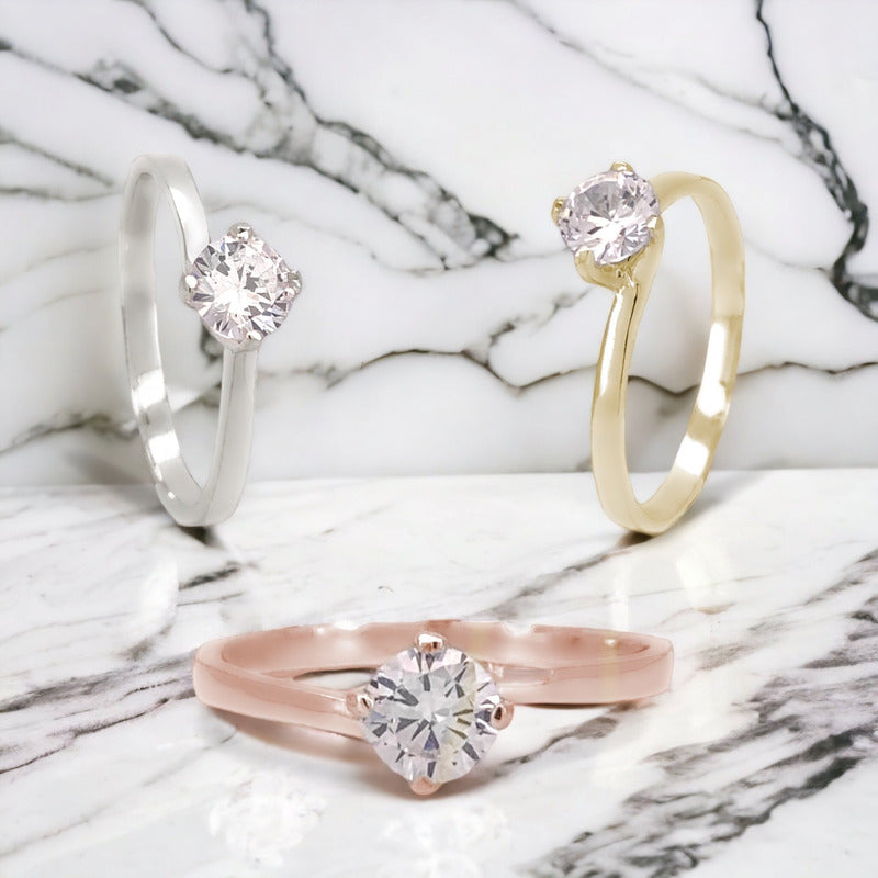 Anillo De Compromiso Oro Rosa 10k Moissanita 0.50ct Twist.