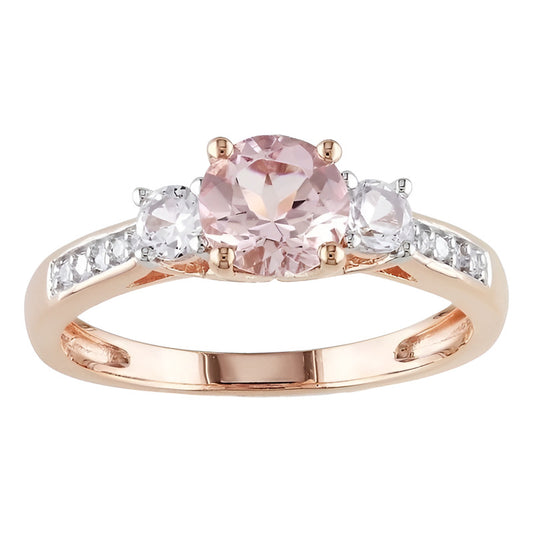 Anillo Compromiso Oro Rosa 14k Zafiro Y Diamantes