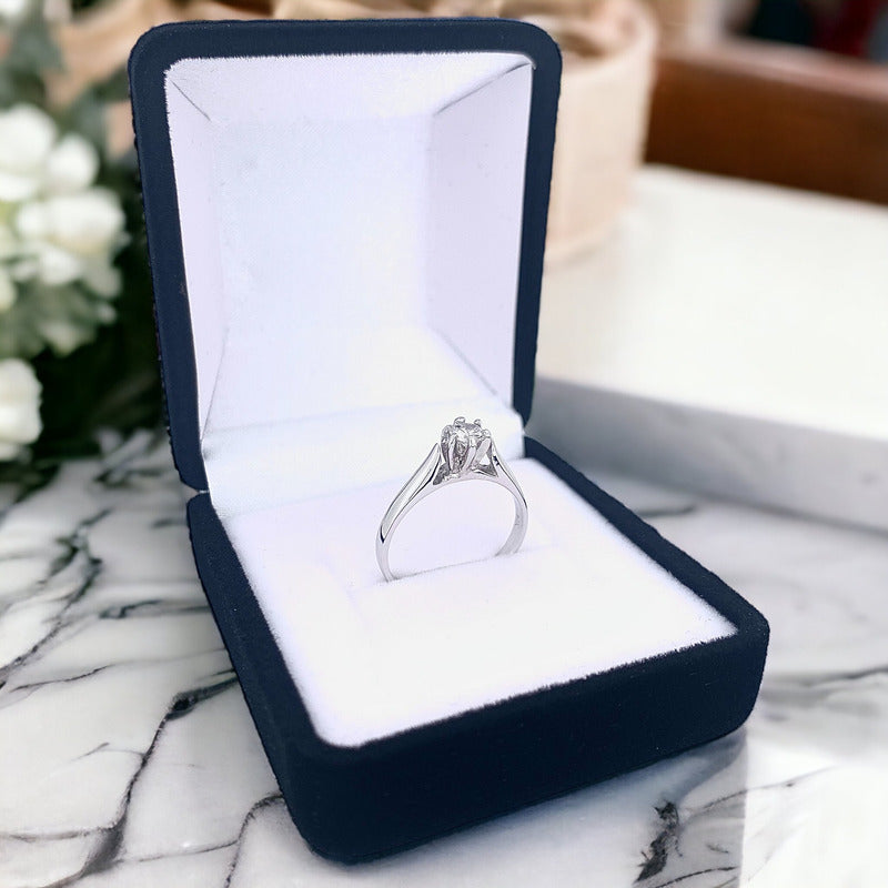 Anillos Compromiso 14k Y Diamante Natural 0.15ct Certificado