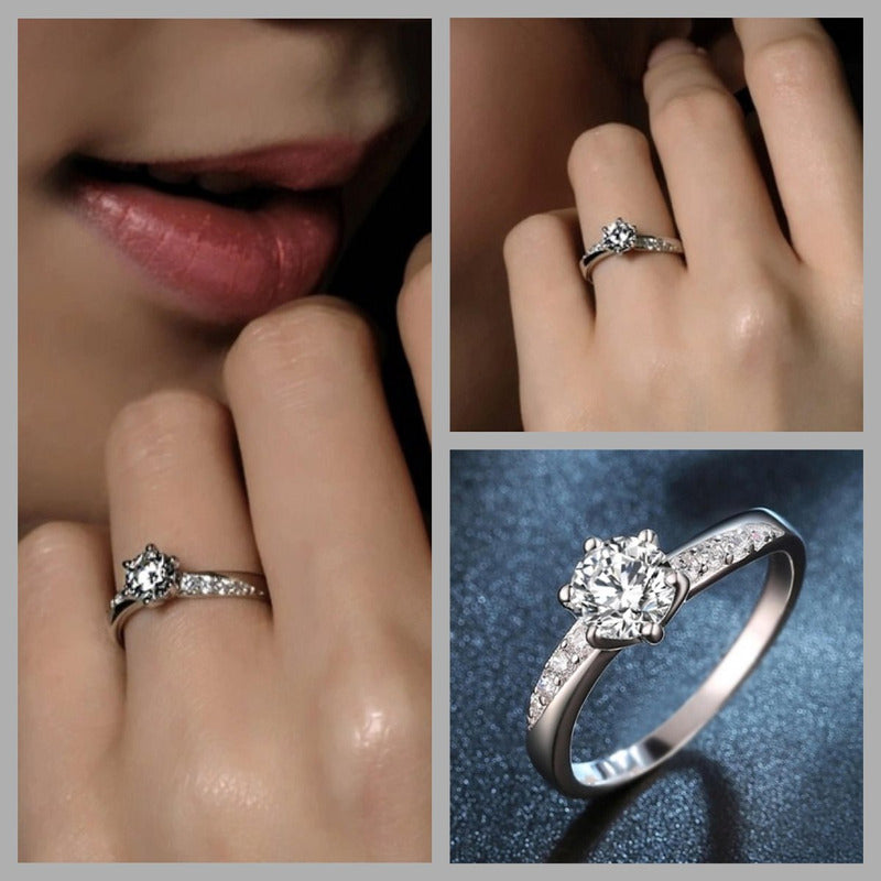 Anillo Compromiso Oro 10k Zirconias Premium Fenix.10.c