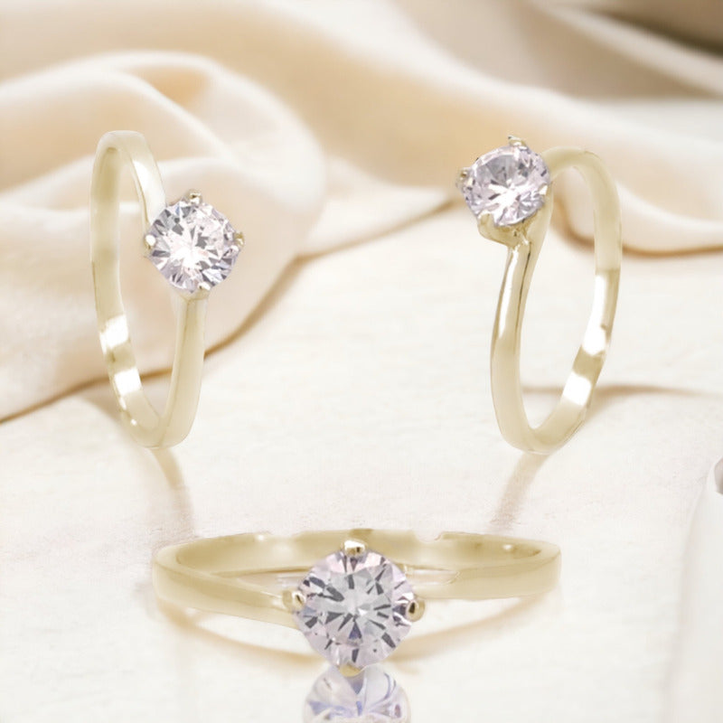 Anillos De Promesa Oro Rosa 10k Moissanita 0.50ct Twist.
