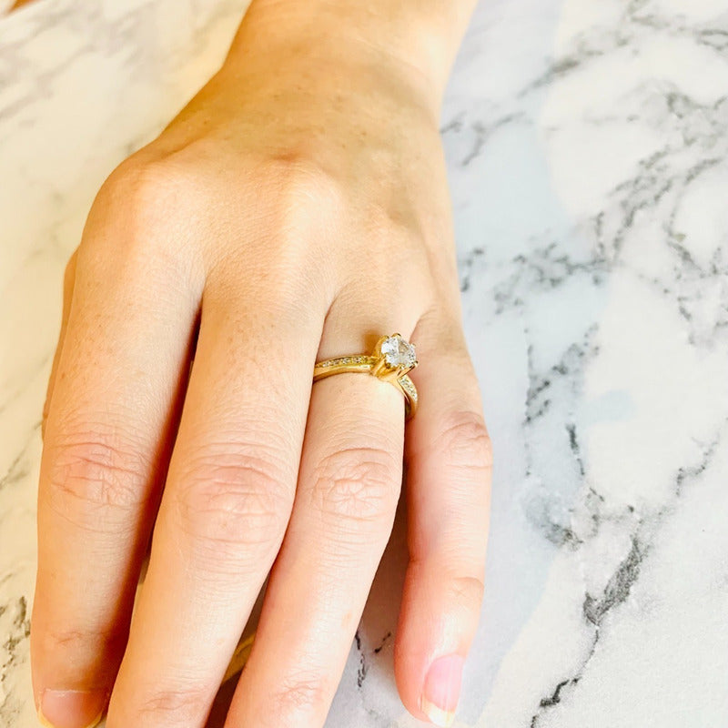 Anillo Compromiso Plata Baño Oro Con Zafiro. Fenix
