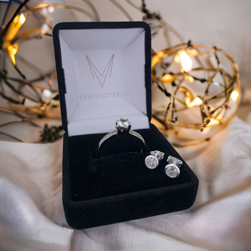 Anillo Compromiso Oro 10k Con Moissanita Certificado Dama