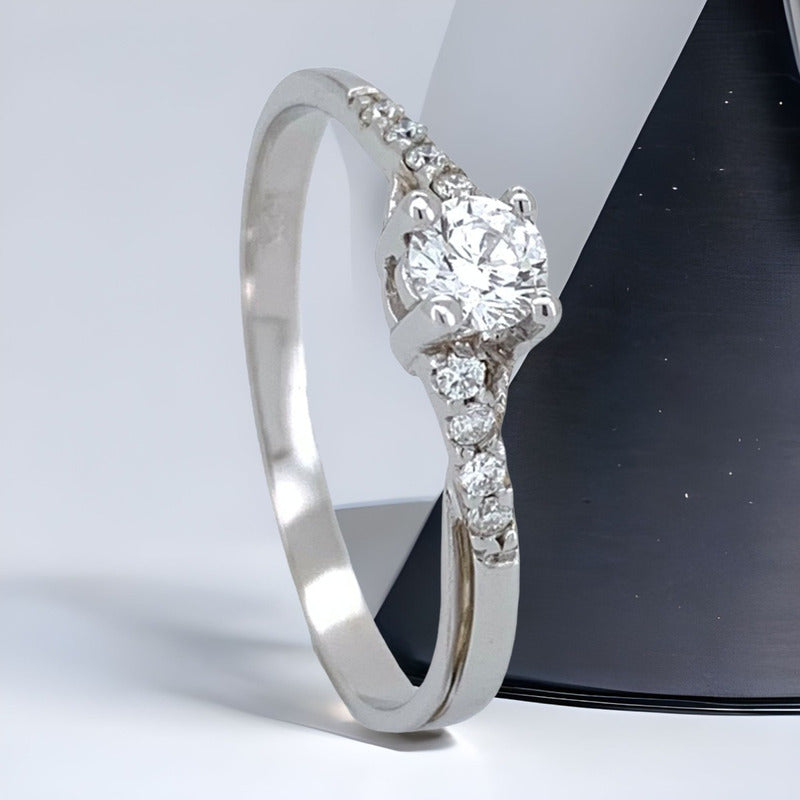 Anillo Compromiso Oro 10k Brillante Ruso Modelo Barcelona