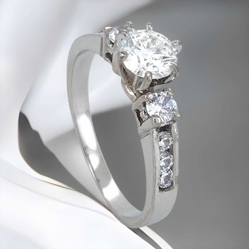 Anillo De Compromiso Oro 10k Moissanita Certificado Dama Prs