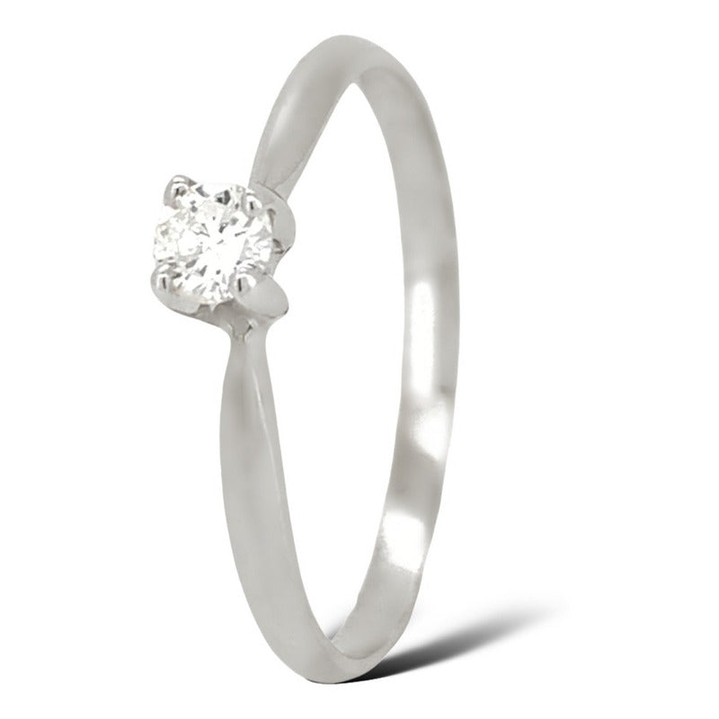 Anillo De Compromiso Oro 18k Diamante Natural .12ct