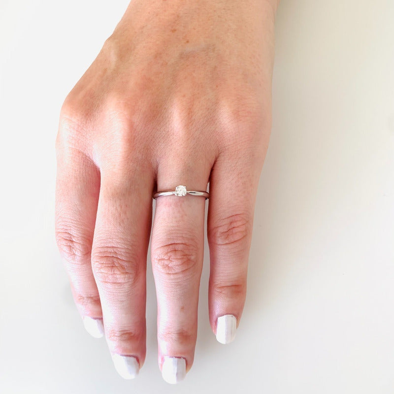 Anillo De Compromiso Oro 14k Diamante Natural .12ct