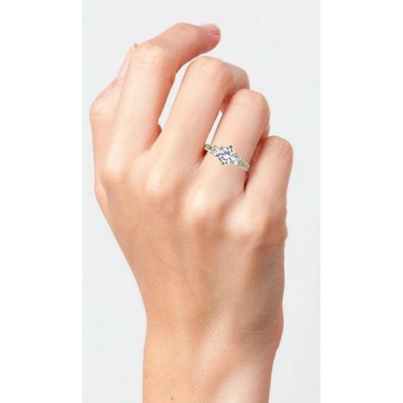 Anillo Compromiso Plata Y Oro 925 Paris Brillante Ruso.