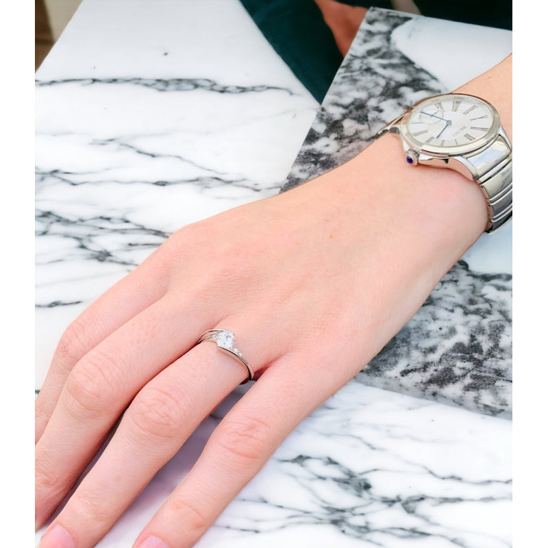 Anillo Compromiso Oro 18k Con Moissanitas 0.55ct Certificado